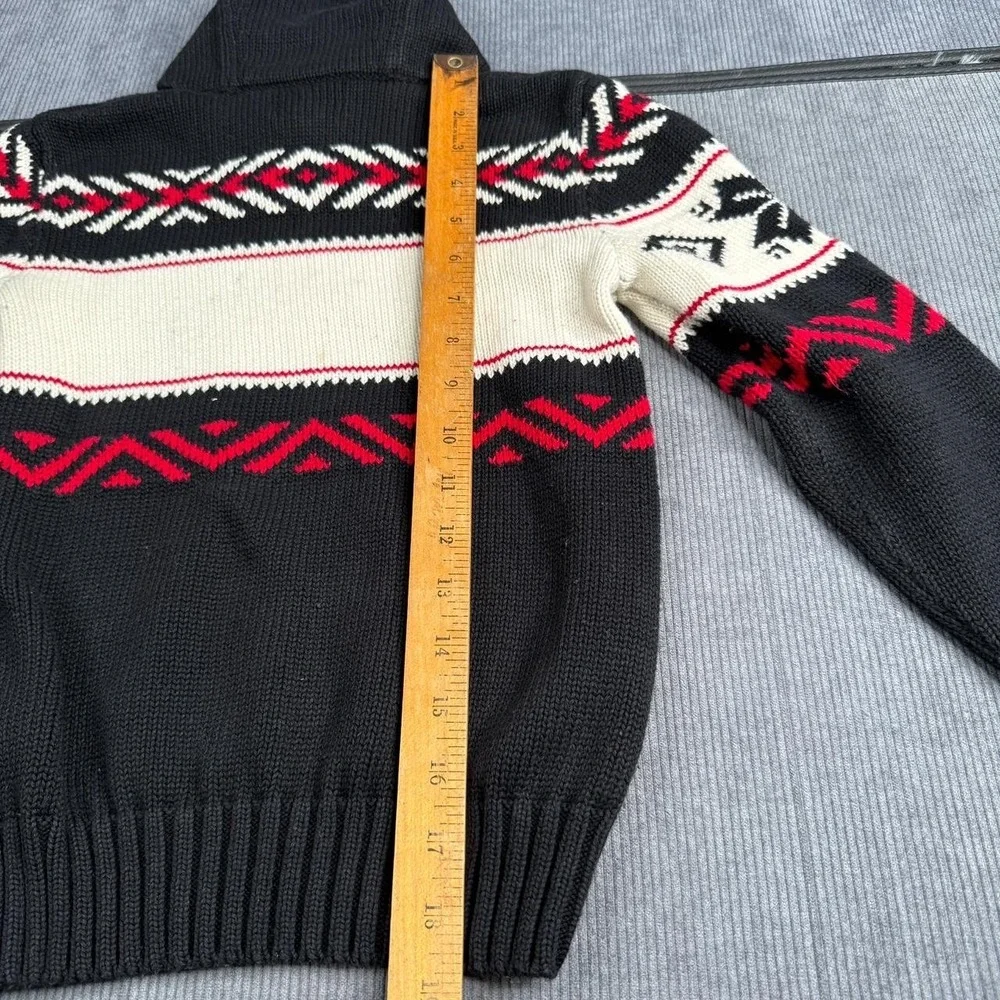 Polo Ralph Lauren Kids Shawl Neck Sweater Size 7 Black Red White Fair Isle Knit